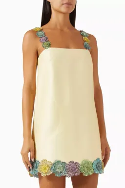 ALEMAIS Lolita Floral Beaded Mini Dress Yellow 10 AU for rent on The Volte - image 5