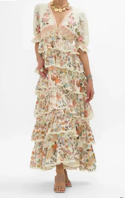 Camilla Puff Sleeve Long Dress In Honour Of Heirlooms Size S (10) for rent on The Volte - image 1