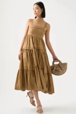 Aje Sophie tiered dress in natural SIZE 16  for rent on The Volte - image 1