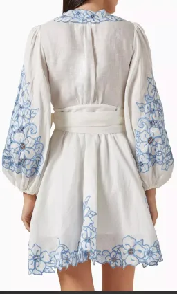 ZIMMERMANN Embroidered linen mini wrap dress. Size 1  for rent on The Volte - image 2