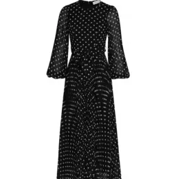 ZIMMERMANN SUNRAY LONG SLEEVE MIDI DRESS IN BLACK/CREAM DOT SIZE 1 for rent on The Volte - image 4