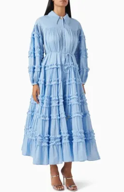 AJE PASTICHE TIERED MAXI DRESS IN POWDER BLUE WITH BELT SIZE 10 for rent on The Volte - image 1