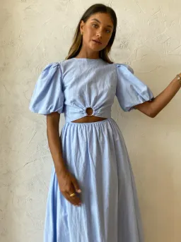 By Nicola Dahlia Ring Detail Maxi Dress In Sky for rent on The Volte - image 1