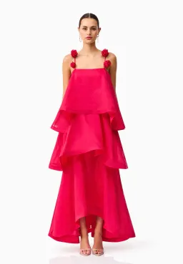 Elliatt Thalia Tiered Gown in Pink Size Small for rent on The Volte - image 1
