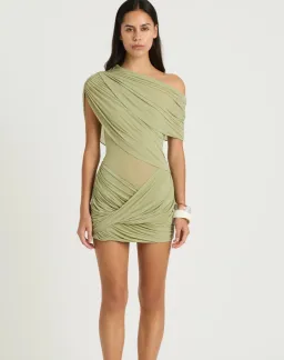 Benni Otto Mini Dress in Pistachio Green size 8 for rent on The Volte - image 4