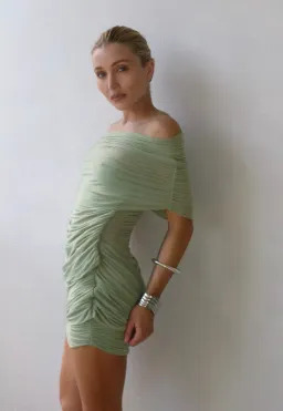 Benni Otto Mini Dress in Pistachio Green size 8 for rent on The Volte - image 2