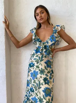 Sir the Label Celia Frill Midi Dress Marguerite Floral Print Size 2 / AU 10 for rent on The Volte - image 4