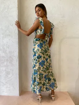 Sir the Label Celia Frill Midi Dress Marguerite Floral Print Size 2 / AU 10 for rent on The Volte - image 3