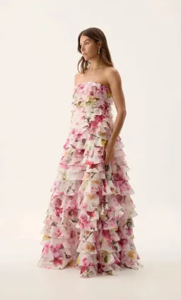 Aje / Fleur Pleated Gown / Collage Floral / Size 12 for rent on The Volte - image 3
