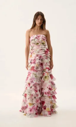 Aje / Fleur Pleated Gown / Collage Floral / Size 12 for rent on The Volte - image 1