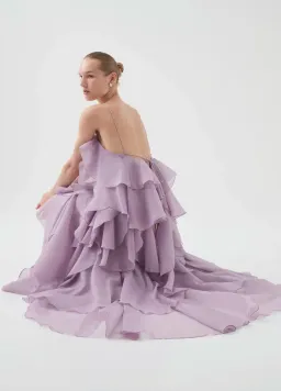 Aje Pandorea Layered Maxi Dress | Lilac Size 8 for rent on The Volte - image 6