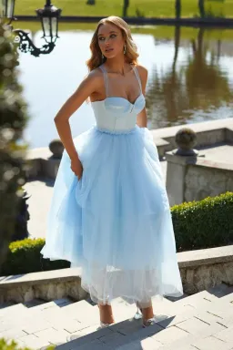 Alamour Jolie Corset Dress in Baby Blue Size S for rent on The Volte - image 1