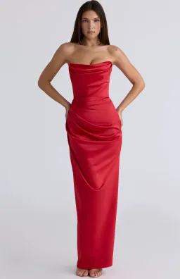 House of CB Adrienne Gathered Strapless Gown (RED) size 8 for rent on The Volte - image 2