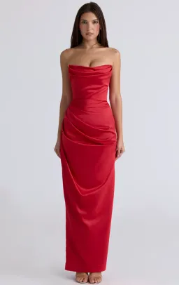 House of CB Adrienne Gathered Strapless Gown (RED) size 8 for rent on The Volte - image 1