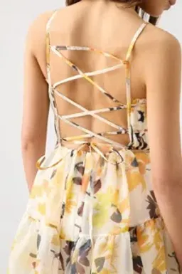 Aje Botanica Cross Back Midi Dress Pressed Sunflowers Size 8 for rent on The Volte - image 3