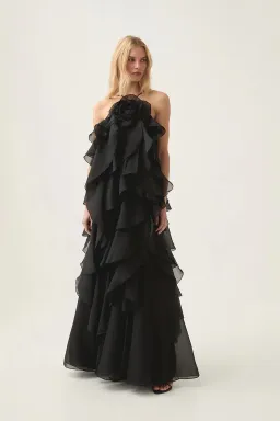 Aje Pandorea Layered Maxi Dress in Black Size 12 for rent on The Volte - image 2
