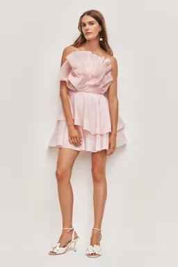 Aje Selestia Mini Dress in Ash Pink Size 10 for rent on The Volte - image 1