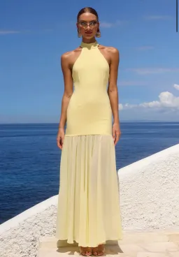 YAZMIN HALTER MAXI DRESS - BUTTER for rent on The Volte - image 1