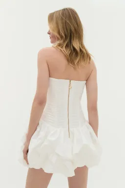 AJE Violette Bubble Hem Mini Dress in ivory white | size 6 xs for rent on The Volte - image 4