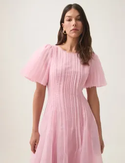 Aje Nova Pleated Midi Dress - Chalk Pink - Size 12 for rent on The Volte - image 5