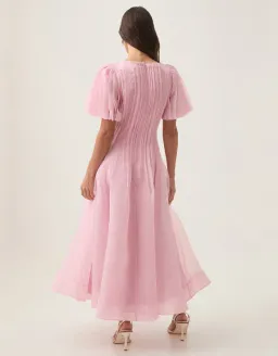 Aje Nova Pleated Midi Dress - Chalk Pink - Size 12 for rent on The Volte - image 4