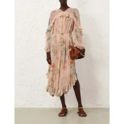 Zimmermann ILLUMINATE CAPE DRESS PEACH HYDRANGEA size 4 / AU16 for rent on The Volte - image 3