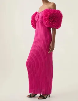 Aje Crystallise Pleated Maxi Gown in Hot Pink Size 8 for rent on The Volte - image 2