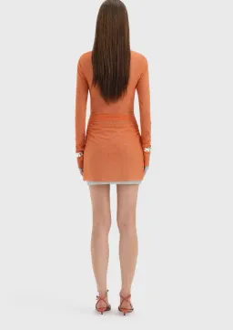 Sir Costa Gathered Mini Dress in Tangerine Splice Size 2/10 for rent on The Volte - image 2