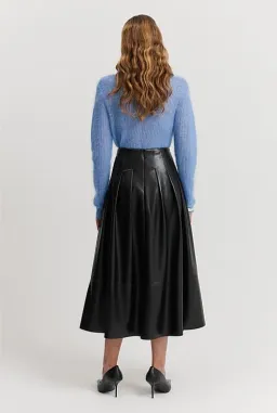 Country Road Black A-Line Soft Faux Leather Midi Skirt Size 8 for rent on The Volte - image 3