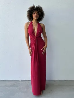 SUSIE PLUNGE MAXI DRESS | CHERRY for rent on The Volte - image 1