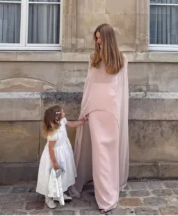 Custom Cape Sequin Gown | Pale Pink Small (8) for rent on The Volte - image 3