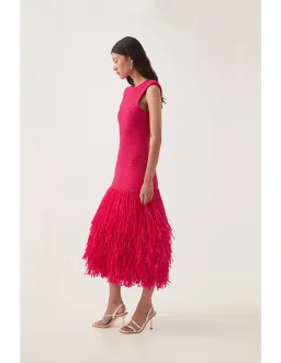 Aje / Rushes Raffia Knit Midi / Deep Fuchsia/ size Small (8) for rent on The Volte - image 2