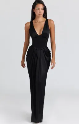 House of CB Angeline black satin hourglass maxi dress - limited edition Size L for rent on The Volte - image 2
