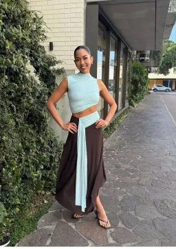 Bec and Bridge CONNI ASYM MIDI DRESS Arctic Blue Dark Chocolate size 8 / S au for rent on The Volte - image 7