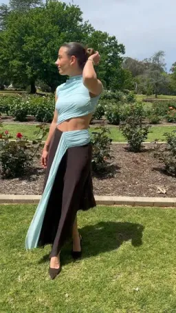 Bec and Bridge CONNI ASYM MIDI DRESS Arctic Blue Dark Chocolate size 8 / S au for rent on The Volte - image 6