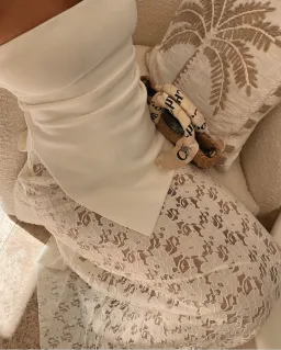 Dissh Loula Lace Skirt and Bandeau Top Off White Size S for rent on The Volte - image 3