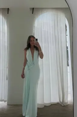 Misha Collection The Harlow Satin Maxi Dress in Ice Blue Size Medium / 10 AU for rent on The Volte - image 5
