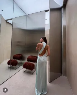 Misha Collection The Harlow Satin Maxi Dress in Ice Blue Size Medium / 10 AU for rent on The Volte - image 12