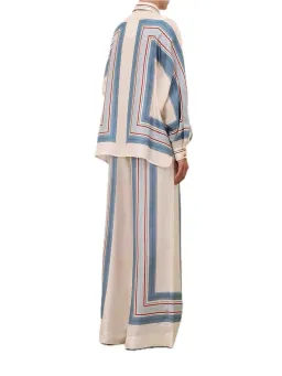 Zimmermann Relaxed Scarf Shirt and Pant Set in Ticking Stripe Size 6/8 (OP) for rent on The Volte - image 2