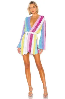 Retrofete Gabrielle Robe Sequin Dress Size Small S Unicorn Stripe Rainbow for rent on The Volte - image 1