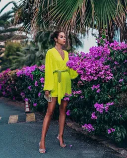 Retrofete Gabrielle Sequin Robe Dress Neon Lime Yellow Size Small S for rent on The Volte - image 2