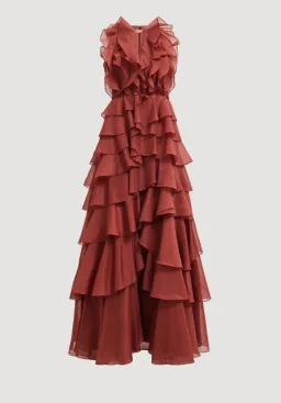 Aje Cleo Maxi Gown in Rust Red Size 12 for rent on The Volte - image 3