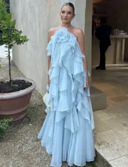 Aje Pandorea Layered Maxi Dress Silver Blue Size 4 for rent on The Volte - image 1