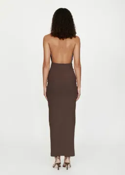 Christopher Esber Mineral Stone Ruched Halter Lycra Dress Umber Size 8 for rent on The Volte - image 2