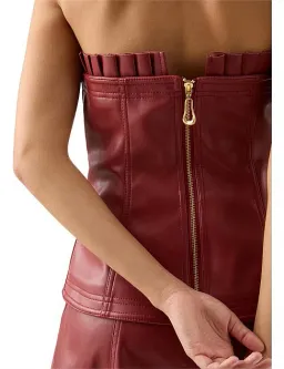  Aje Stanhope Vegan Leather Corset Top Burgundy Size AU 6 / XS for rent on The Volte - image 4