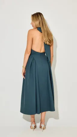 Odd Muse Tie Neck Gathered Midi Dress in Teal Size S (8) for rent on The Volte - image 3