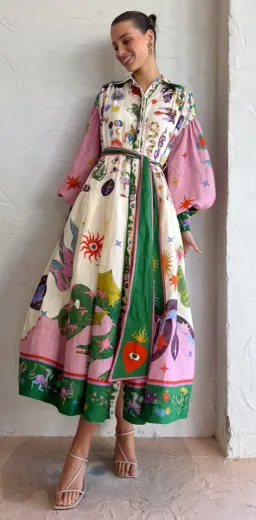 Alemais Seeker Shirtdress Multi Print for rent on The Volte - image 3