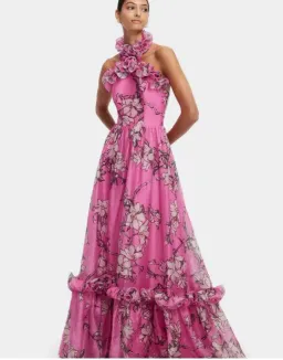 Leo Lin Isabelle Ruffled Halter Neck Maxi Dress for rent on The Volte - image 1