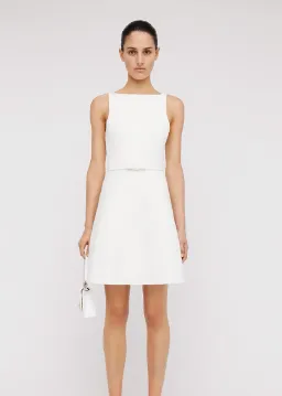Crepe Knit Bow Bell Dress White With Belt for rent on The Volte - image 2