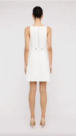 Crepe Knit Bow Bell Dress White With Belt for rent on The Volte - image 7
